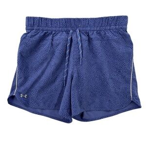 Under Armour UA Fusion 5in Athletic Shorts Womens Medium Blue Spotted 1370044